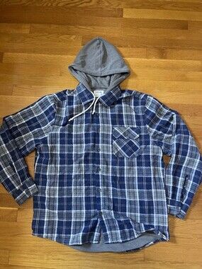 SVRN Code Blue Flannel Hoodie Mens Size Large